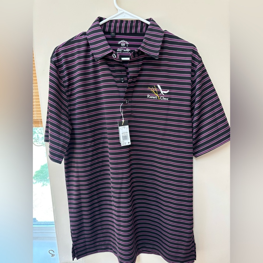 NWT! Men's Striped Polo Shirt - Black and Purple